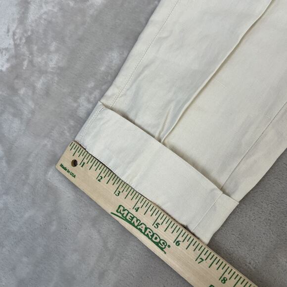 Converse Pants Womens 6 Ivory Linen Blend Cargo Hi Rise Utility Coastal Minimal - Picture 4 of 12